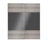 GoodHome Atomia Contemporary Panelled Non-Mirrored Grey & Anthracite Oak Effect High Gloss 2 Door Sliding Wardrobe Door Kit (H)2250mm (W)2000mm