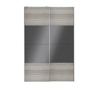 GoodHome Atomia Contemporary Panelled Non-Mirrored Grey & Anthracite Oak Effect High Gloss 2 Door Sliding Wardrobe Door Kit (H)2250mm (W)1500mm