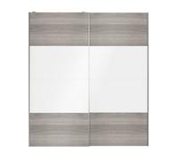 GoodHome Atomia Contemporary Panelled Non-Mirrored Grey & White Oak Effect High Gloss 2 Door Sliding Wardrobe Door Kit (H)2250mm (W)2000mm