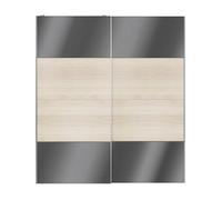 GoodHome Atomia Contemporary Panelled Without Mirror Doors Anthracite Oak Effect High Gloss 2 Door Sliding Wardrobe Door Kit (H)2250mm (W)2000mm