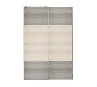 GoodHome Atomia Contemporary Panelled Without Mirror Doors Grey & Natural Grey Oak Effect 2 Door Sliding Wardrobe Door Kit (H)2250mm (W)1500mm