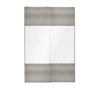 GoodHome Atomia Contemporary Panelled Without Mirror Doors Grey & White Oak Effect High Gloss 2 Door Sliding Wardrobe Door Kit (H)2250mm (W)1500mm