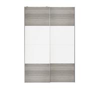 GoodHome Atomia Contemporary Panelled Without Mirror Doors Matt Grey & White Oak Effect 2 Door Sliding Wardrobe Door Kit (H)2250mm (W)1500mm