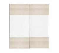 GoodHome Atomia Contemporary Panelled Without Mirror Doors Matt White Oak Effect 2 Door Sliding Wardrobe Door Kit (H)2250mm (W)2000mm