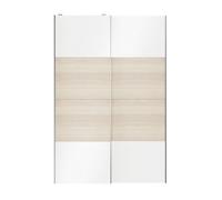 GoodHome Atomia Contemporary Panelled Without Mirror Doors White Oak Effect High Gloss 2 Door Sliding Wardrobe Door Kit (H)2250mm (W)1500mm