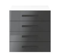 GoodHome Atomia Freestanding Gloss Anthracite & White 4 Drawer Chest Of Drawers (H)750mm (W)750mm (D)450mm