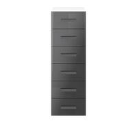 GoodHome Atomia Freestanding Gloss Anthracite & White 6 Drawer Chest Of Drawers (H)1125mm (W)375mm (D)450mm