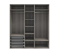 GoodHome Atomia Freestanding Grey Oak Effect Particle Board Wardrobe, Clothing & Shoes Organiser (H)2250mm (W)2000mm (D)580mm