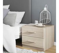 GoodHome Atomia Freestanding Matt Brown Oak Effect 2 Drawer Bedside Table (H)429mm (W)500mm (D)466mm