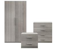 GoodHome Atomia Freestanding Matt Grey Oak Effect 3 Piece Bedroom Furniture Set