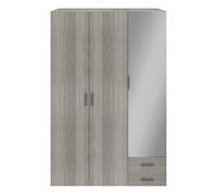 GoodHome Atomia Freestanding Matt Grey Oak Effect Chipboard Mirrored Triple 2 Drawer Wardrobe (H)2250mm (W)1000mm (D)580mm
