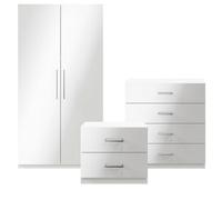 GoodHome Atomia Freestanding Matt & High Gloss White 3 Piece Bedroom Furniture Set