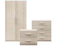 GoodHome Atomia Freestanding Matt Oak Effect 3 Piece Bedroom Furniture Set