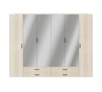 GoodHome Atomia Freestanding Matt Oak Effect Chipboard Mirrored 8 Door Wardrobe (H)2250mm (W)1000mm (D)580mm