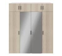 GoodHome Atomia Freestanding Matt Oak Effect Chipboard Mirrored Large Wardrobe (H)2250mm (W)1500mm (D)580mm