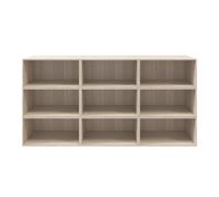 GoodHome Atomia Freestanding Matt Oak Effect Wall-Mounted 9 Shelf Rectangular Bookcase, (H)1125mm (W)2250mm