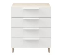 GoodHome Atomia Freestanding White Oak Effect 4 Drawer Chest Of Drawers (H)550mm (W)750mm (D)450mm