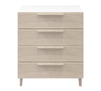 GoodHome Atomia Freestanding Matt White Oak Effect 4 Drawer Chest Of Drawers (H)750mm (W)750mm (D)450mm