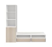 GoodHome Atomia Freestanding Matt White Oak Effect Corner Tv Unit With 6 Shelves, (H)187.5Cm X (W)50Cm X (D)47Cm