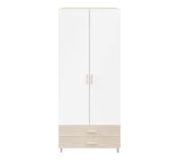 GoodHome Atomia Freestanding Matt White Oak Effect Particle Board Wardrobe (H)2250mm (W)1000mm (D)580mm