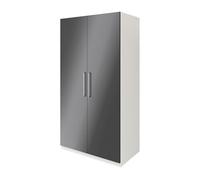 GoodHome Atomia Freestanding Modern Gloss & Matt White & Anthracite Large Double Wardrobe (H)1929mm (W)1000mm (D)596mm