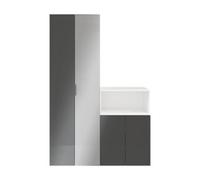 GoodHome Atomia Gloss Anthracite & White Particle Board Mirrored Door Hallway Storage Unit Kit (H)1125mm (W)1500mm (D)450mm