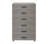 GoodHome Atomia Matt Grey Oak Effect Chipboard, Plastic & Steel 6 Drawer Chest Of Drawers (H)1125mm (W)750mm (D)450mm