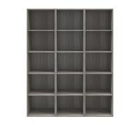 GoodHome Atomia Matt Grey Oak Effect Freestanding 15 Shelf Rectangular Bookcase, (H)1875mm (W)1500mm