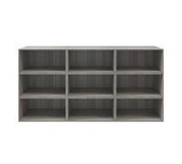 GoodHome Atomia Matt Grey Oak Effect Wall-Mounted 9 Shelf Rectangular Bookcase, (H)1125mm (W)2250mm