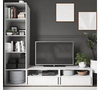 GoodHome Atomia Matt White Tv Furniture Stand With 4 Shelves, (H)187.5Cm X (W)200Cm X (D)45Cm