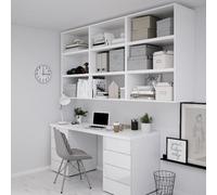 GoodHome Atomia Matt White Wall-Mounted Rectangular Bookcase, (H)1125mm (W)2250mm