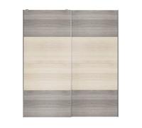 GoodHome Atomia Panelled Grey & Natural Oak Effect 2 Door Sliding Wardrobe Door Kit (H)2250mm (W)2000mm