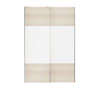 GoodHome Atomia Panelled White Oak Effect 2 Door Sliding Wardrobe Door Kit (H)2250mm (W)1500mm