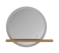 GoodHome Avela Oak Circular Wall-Mounted Bathroom Illuminated Bathroom Mirror (H)70Cm (W)80Cm