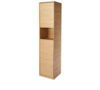 GoodHome Avela Tall Matt Oak Effect Oak Veneer Single Wall-Mounted Bathroom Cabinet (H)170Cm (W)40Cm
