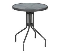 GoodHome Bari Metal Brown 2 Seater Round Bistro Table Tempered Glass Tabletop