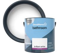 GoodHome Bathroom Brilliant White Soft Sheen Wall & Ceiling Emulsion Paint, 2.5L