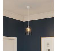 GoodHome Battle Brushed Beige Chrome Effect Round Lamp Shade (D)22Cm