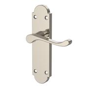 GoodHome Beja Grey Nickel Effect Latch Door Handle (L)95mm (D)57mm Pair