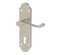 GoodHome Beja Grey Nickel Effect Straight Lock Door Handle (L)95mm (D)57mm Pair