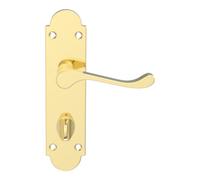 GoodHome Beja Polished Brass Effect Steel Scroll Door Handle (L)95mm (D)57mm Pair