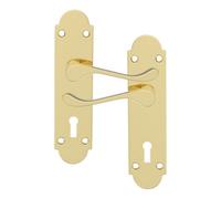 GoodHome Beja Polished Gold Effect Steel Door Handle (L)95mm (D)57mm Pair