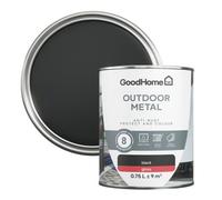GoodHome Outdoor Black Gloss Exterior Doors & Windows Topcoat Metal Paint, 750Ml Tin