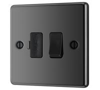 GoodHome Black Nickel 13A 2 Way Raised Rounded Profile Screwed Switched Fused Connection Unit
