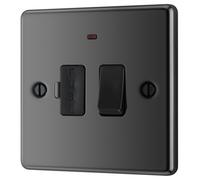 GoodHome Black Nickel 13A 2 Way Raised Rounded Profile Screwed Switched Neon Indicator Fused Connection Unit