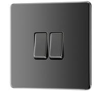 GoodHome Black Nickel 20A 2 Way 2 Gang Light Screwless Switch