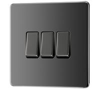 GoodHome Black Nickel 20A 2 Way 3 Gang Light Screwless Switch