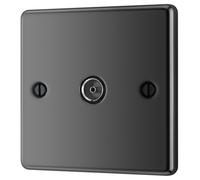 GoodHome Black Nickel Single Tv Socket