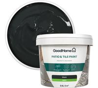 GoodHome Black Satin Patio & Tile Paint, 500Ml Tin