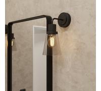 GoodHome Bobwhite Matt Black Wired Bathroom Wall Light